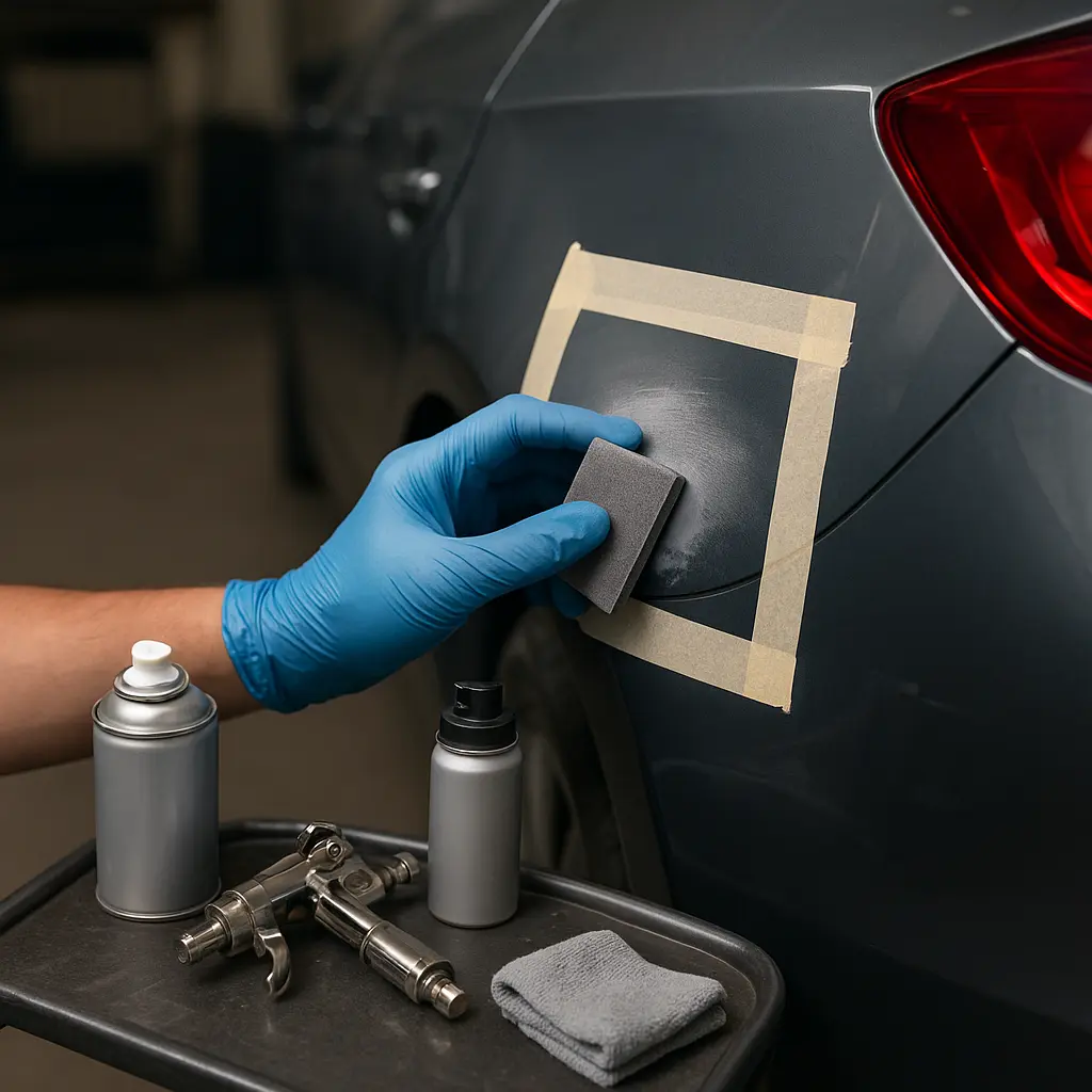 Spot Repair an Karosserie mit kleiner Schramme